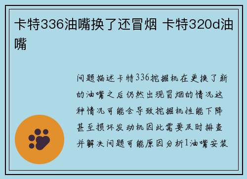 卡特336油嘴换了还冒烟 卡特320d油嘴